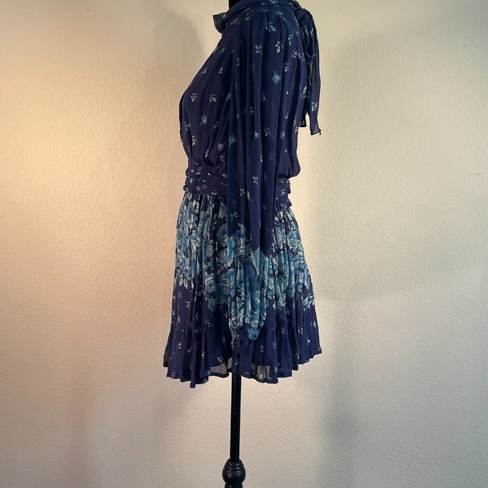 Blue Chiffon Mini Dress NWT Anthropologie Size Med - Picture 2 of 3